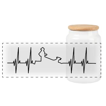 rythme cardiaque canicross - Boîte à biscuits avec couvercle en bois - blanc - Devant