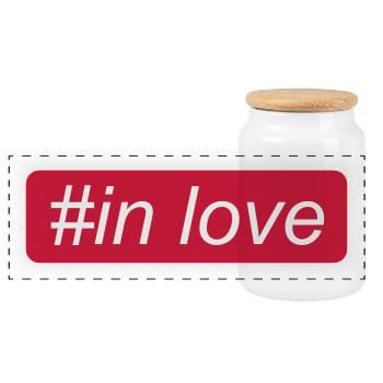in love - Panoramic Cookie Jar with Wooden Lid - white - Front