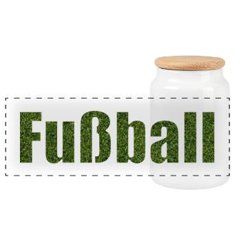 Fussball - Panorama Keksdose mit Holzdeckel - Weiß - Vorne
