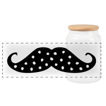 moustache à petit pois - Boîte à biscuits avec couvercle en bois - blanc - Devant