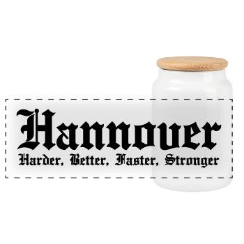 Hannover Harder Better Faster Stronger - Panorama Keksdose mit Holzdeckel - Weiß - Vorne