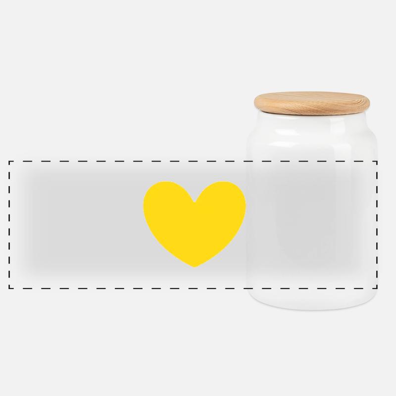 Herz gelb mit Pfeil Valentinstag - Panorama Keksdose mit Holzdeckel - Weiß