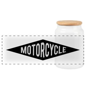 motorcycle - Panoramic Cookie Jar with Wooden Lid - white - Front