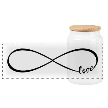 Liebessymbol Symbol Unendlichkeit Infinity LOVE - Panorama Keksdose mit Holzdeckel - Weiß - Vorne
