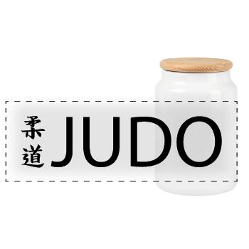 JUDO LOGO - Panoramic Cookie Jar with Wooden Lid - white - Front
