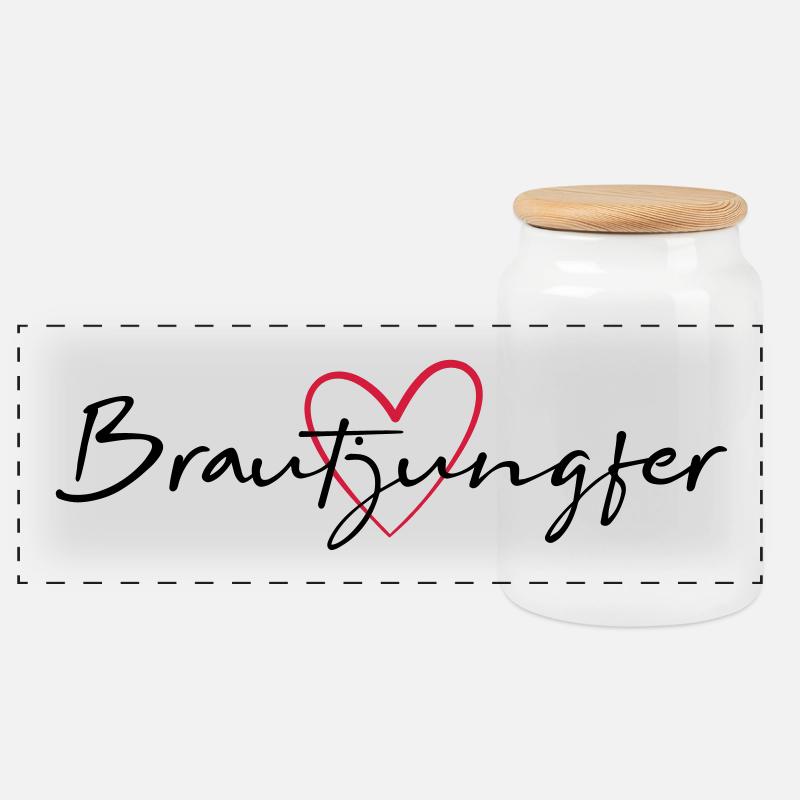 Brautjungfer Herz Junggesellinnenabschied - Panorama Keksdose mit Holzdeckel - Weiß
