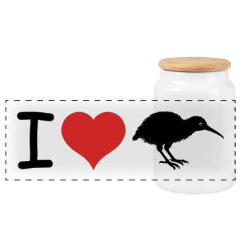 J’adore Kiwi - Pet Design - Boîte à biscuits avec couvercle en bois - blanc - Devant