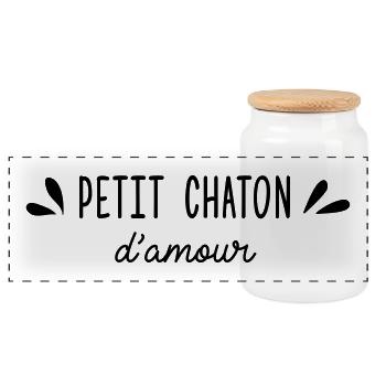 Petit chaton d'amour - Boîte à biscuits avec couvercle en bois - blanc - Devant