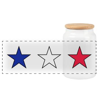 France three stars in blue-white-red - Panoramic Cookie Jar with Wooden Lid - white - Front