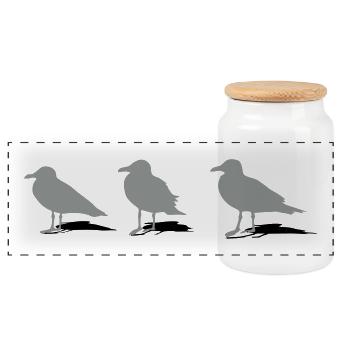 möwe seagull gull vogel hafen hamburg maritim meer - Panorama Keksdose mit Holzdeckel - Weiß - Vorne