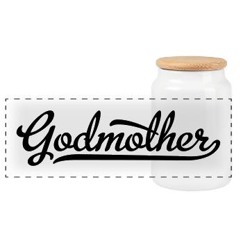 godmother - Panoramic Cookie Jar with Wooden Lid - white - Front