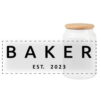 Baker Est. 2023 Étudiant diplômé en pâtisserie - Boîte à biscuits avec couvercle en bois - blanc - Devant