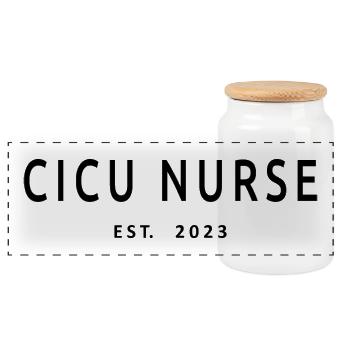 CICU Nurse Est. 2023 Fier cadeau d’infirmière Hommes et femmes - Boîte à biscuits avec couvercle en bois - blanc - Devant