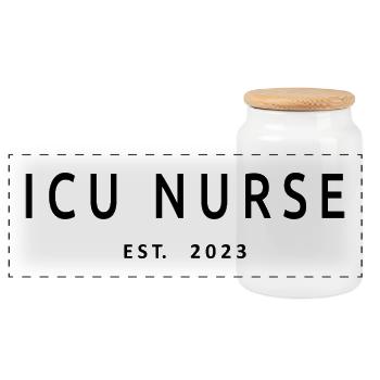 Infirmière de l’USI Est. 2023 Étudiante diplômée en soins infirmiers - Boîte à biscuits avec couvercle en bois - blanc - Devant