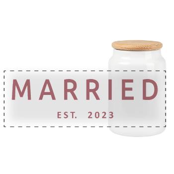 Marié Est. 2023 - Cadeau de mariage hommes et femmes - Boîte à biscuits avec couvercle en bois - blanc - Devant