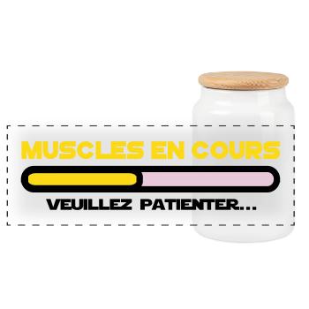 muscles en cours veuillez patienter, sport - Boîte à biscuits avec couvercle en bois - blanc - Devant