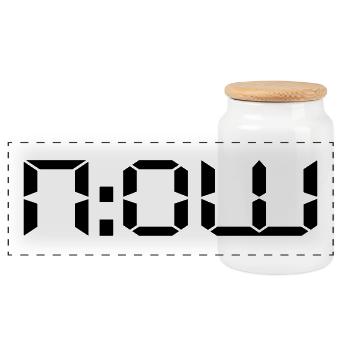 n: ow motivation - Boîte à biscuits avec couvercle en bois - blanc - Devant