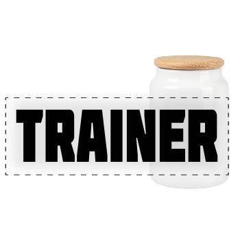 TRAINER Geschenk für Sportlehrer und Trainer - Panorama Keksdose mit Holzdeckel - Weiß - Vorne