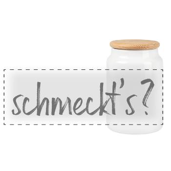 Schmeckt's? - Panorama Keksdose mit Holzdeckel - Weiß - Vorne