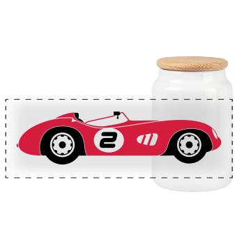 Voiture de sport - Boîte à biscuits avec couvercle en bois - blanc - Devant