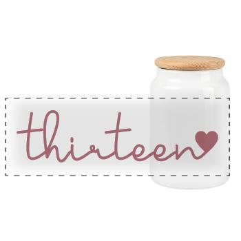 Cute 13th Birthday Gift 13 Years Old - Thirteen - Panoramic Cookie Jar with Wooden Lid - white - Front