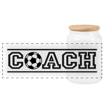 Entraîneur de football - Boîte à biscuits avec couvercle en bois - blanc - Devant