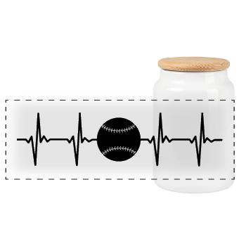 I love Baseball Heartbeat Pulse - Sports Design - Panoramic Cookie Jar with Wooden Lid - white - Front