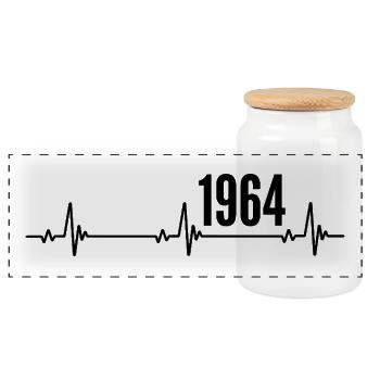 1964 Gift 1964 Retro 1964 Original 1964 Vintage - Panoramic Cookie Jar with Wooden Lid - white - Front