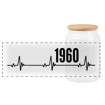 1960 Geschenk 1960 Retro 1960er Jahre Original 1960er Jahre Jahrgang - Panorama Keksdose mit Holzdeckel - Weiß - Vorne