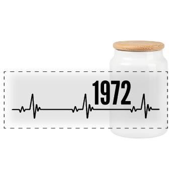 1972 Gift 1972 Retro 1972 Original 1972 Vintage - Panoramic Cookie Jar with Wooden Lid - white - Front
