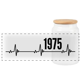 1975 Gift 1975 Retro 1975 Original 1975 Vintage - Panoramic Cookie Jar with Wooden Lid - white - Front
