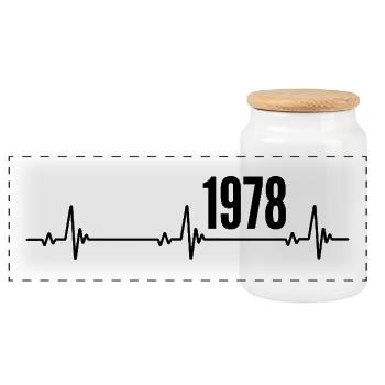 1978 Gift 1978 Retro 1978 Original 1978 Vintage - Panoramic Cookie Jar with Wooden Lid - white - Front