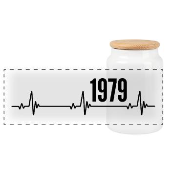 1979 Geschenk 1979 Retro 1979 Original 1979 Jahrgang - Panorama Keksdose mit Holzdeckel - Weiß - Vorne