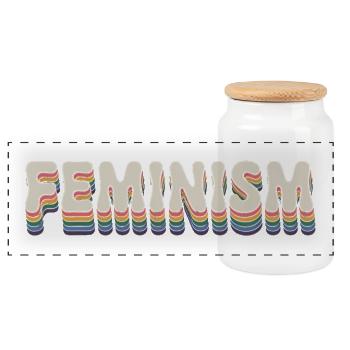Feminism - Feminist Logo T-Shirt - Panoramic Cookie Jar with Wooden Lid - white - Front