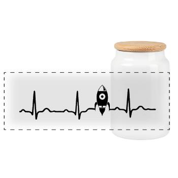 EKG HERZSCHLAG MOND MOON - Kryptowährung Black - Panorama Keksdose mit Holzdeckel - Weiß - Vorne