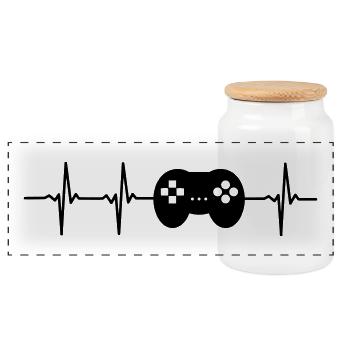 Gaming T-Shirt Gift Idea Christmas Funny - Panoramic Cookie Jar with Wooden Lid - white - Front