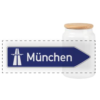 München - Panorama Keksdose mit Holzdeckel - Weiß - Vorne