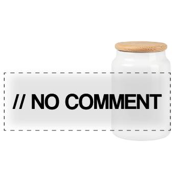 No Comment - Computer Science - Comment - Coden - Panoramic Cookie Jar with Wooden Lid - white - Front