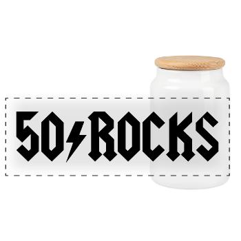 50 - Panoramic Cookie Jar with Wooden Lid - white - Front