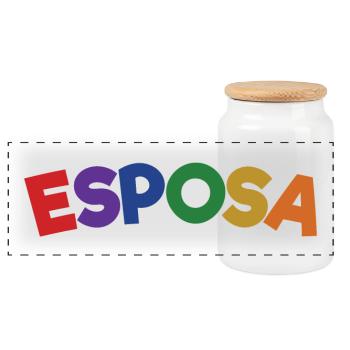 Esposa Cool Wife To Be Bride Couple Wedding Gift - Panoramic Cookie Jar with Wooden Lid - white - Front