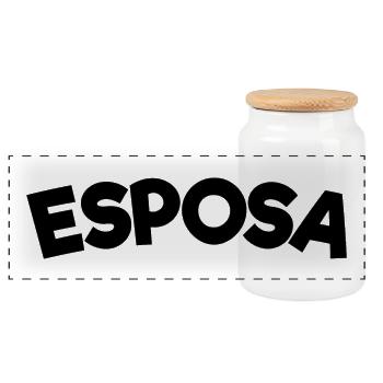 Esposa Cool Wife To Be Bride Couple Wedding Gift - Panoramic Cookie Jar with Wooden Lid - white - Front