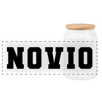 Novio Boyfriend Men Engagement Gift Wedding Groom - Panoramic Cookie Jar with Wooden Lid - white - Front