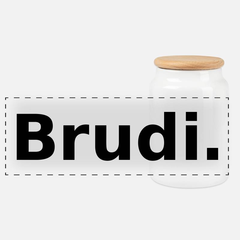 BRUDI. Der liebe Bruder aka Brudi - Panorama Keksdose mit Holzdeckel - Weiß