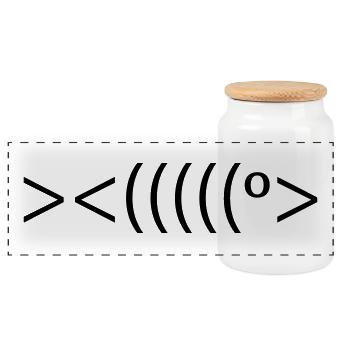 poisson - Boîte à biscuits avec couvercle en bois - blanc - Devant
