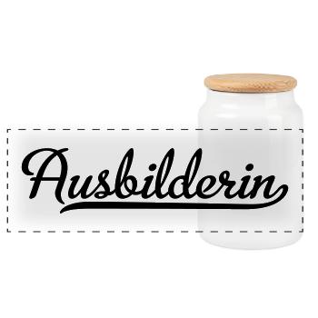 Ausbilderin - Panorama Keksdose mit Holzdeckel - Weiß - Vorne