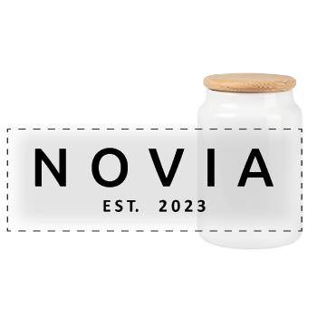 Novia Est. 2023 Fiançailles Mariage Douche nuptiale - Boîte à biscuits avec couvercle en bois - blanc - Devant