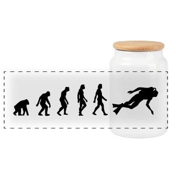 Die Evolution von Flaschentauchen - Panorama Keksdose mit Holzdeckel - Weiß - Vorne