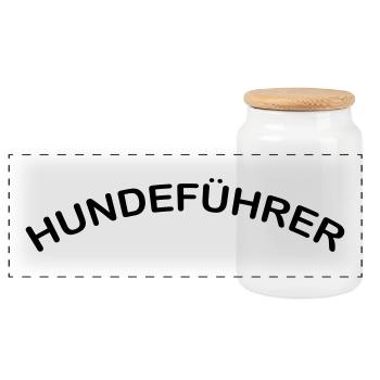Hundeführer, Schriftzug, 1fb - Panorama Keksdose mit Holzdeckel - Weiß - Vorne