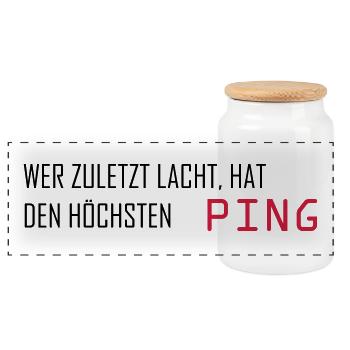 Wer zuletzt lacht hat den höchsten Ping - Computer - Panorama Keksdose mit Holzdeckel - Weiß - Vorne