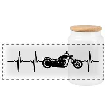 Motorcycle T-Shirt Gift Idea Funny Sayings Love - Panoramic Cookie Jar with Wooden Lid - white - Front